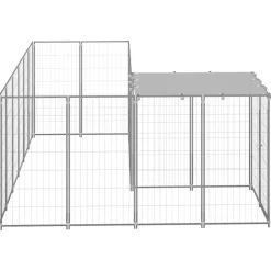 vidaXL Perrera plateada 4,84 m² acero Plateado