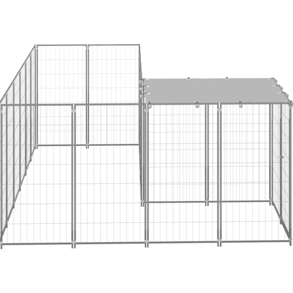 vidaXL Perrera plateada 4,84 m² acero Plateado