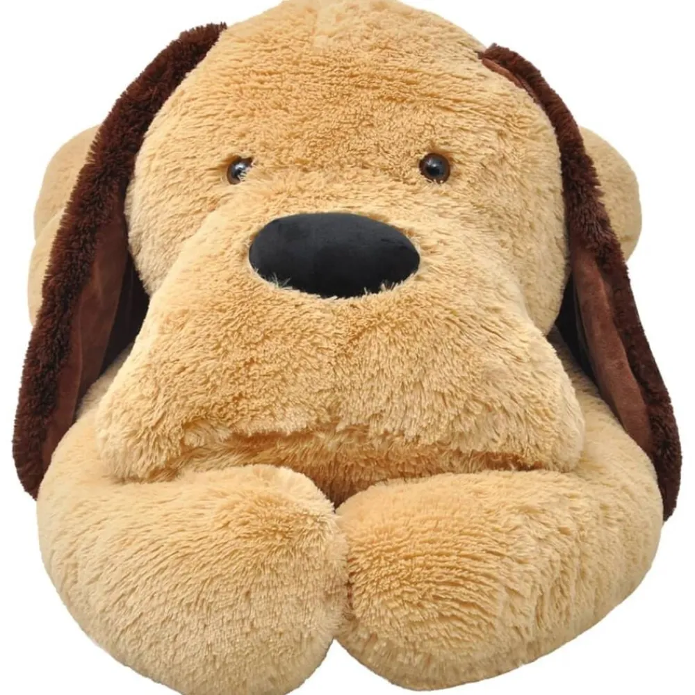 vidaXL Juguetes-Perro de peluche marrón 80 cm