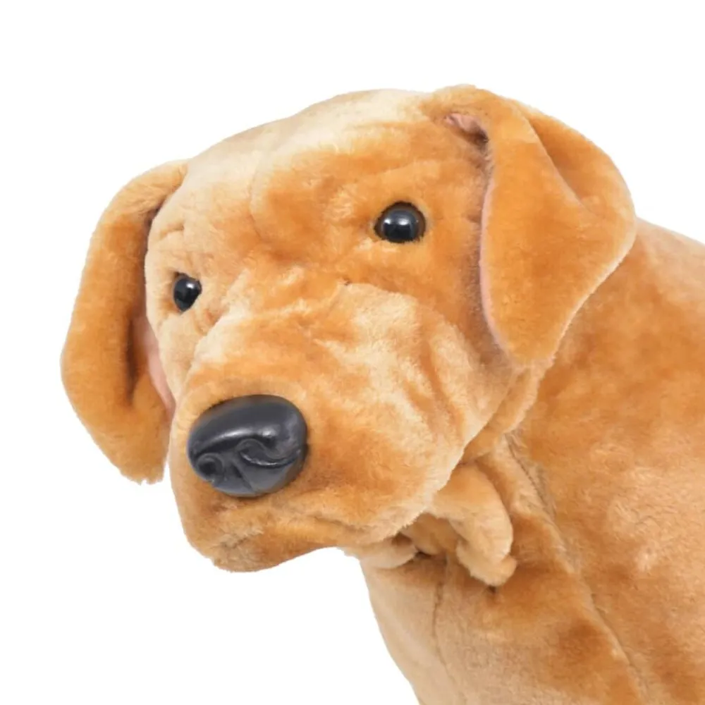vidaXL Juguetes-Perro labrador de peluche de pie marrón claro XXL