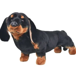 vidaXL Perro teckel de peluche de pie negro XXL