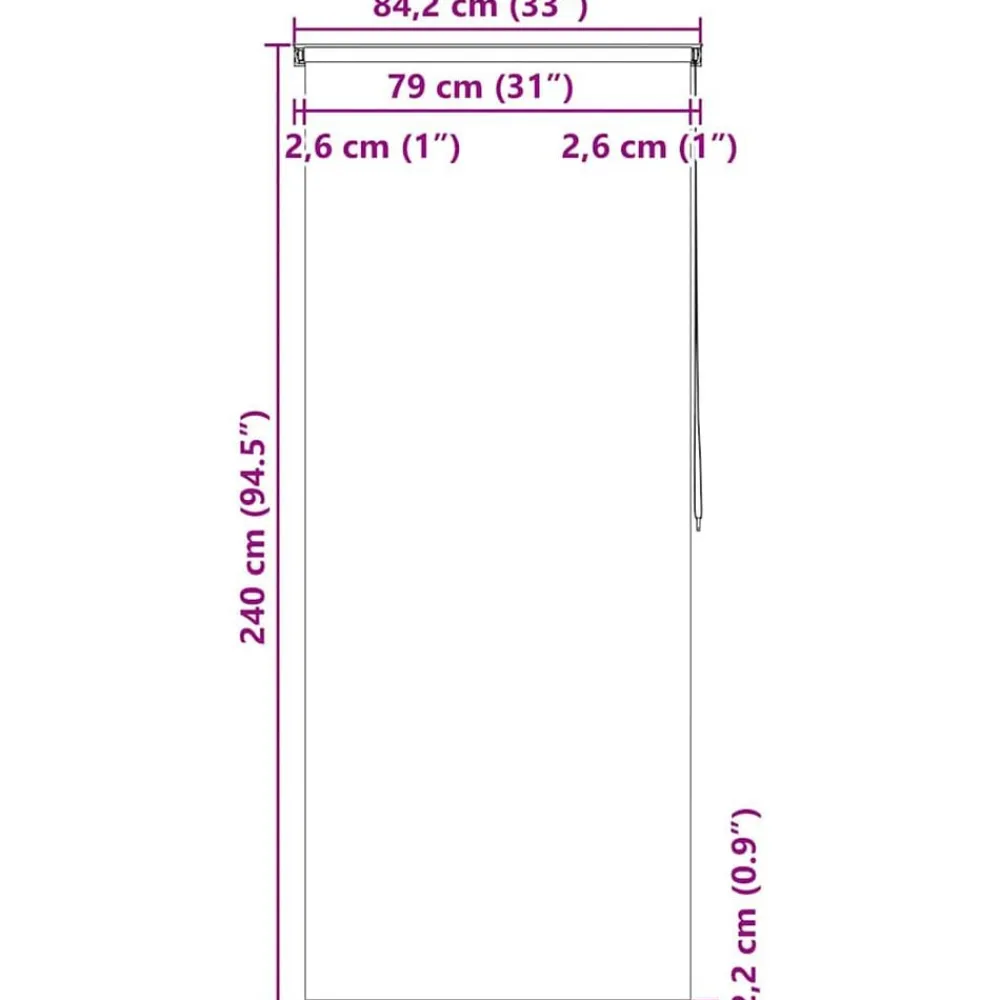 vidaXL Persiana enrollable de ducha cuadrados 80x240 cm New