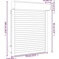 vidaXL Materiales De Construcción-Persiana enrollable Manual 70 x 100 cm Aluminio y poliuretano