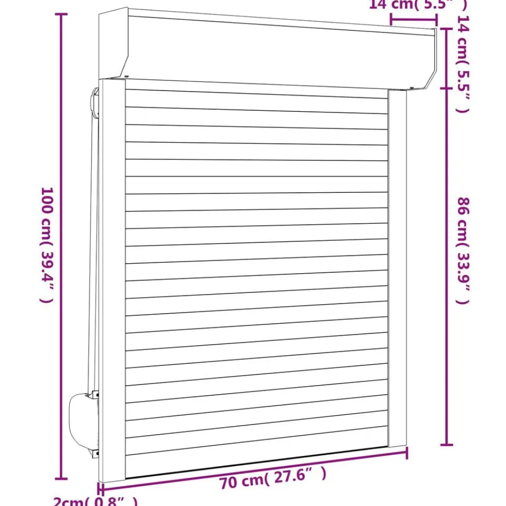 vidaXL Materiales De Construcción-Persiana enrollable Manual 70 x 100 cm Aluminio y poliuretano