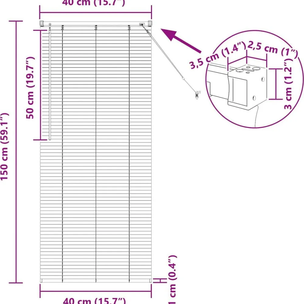 vidaXL Persiana Veneciana Marrón Claro con Patrón 150 x 40 cm PVC Marrón claro Best