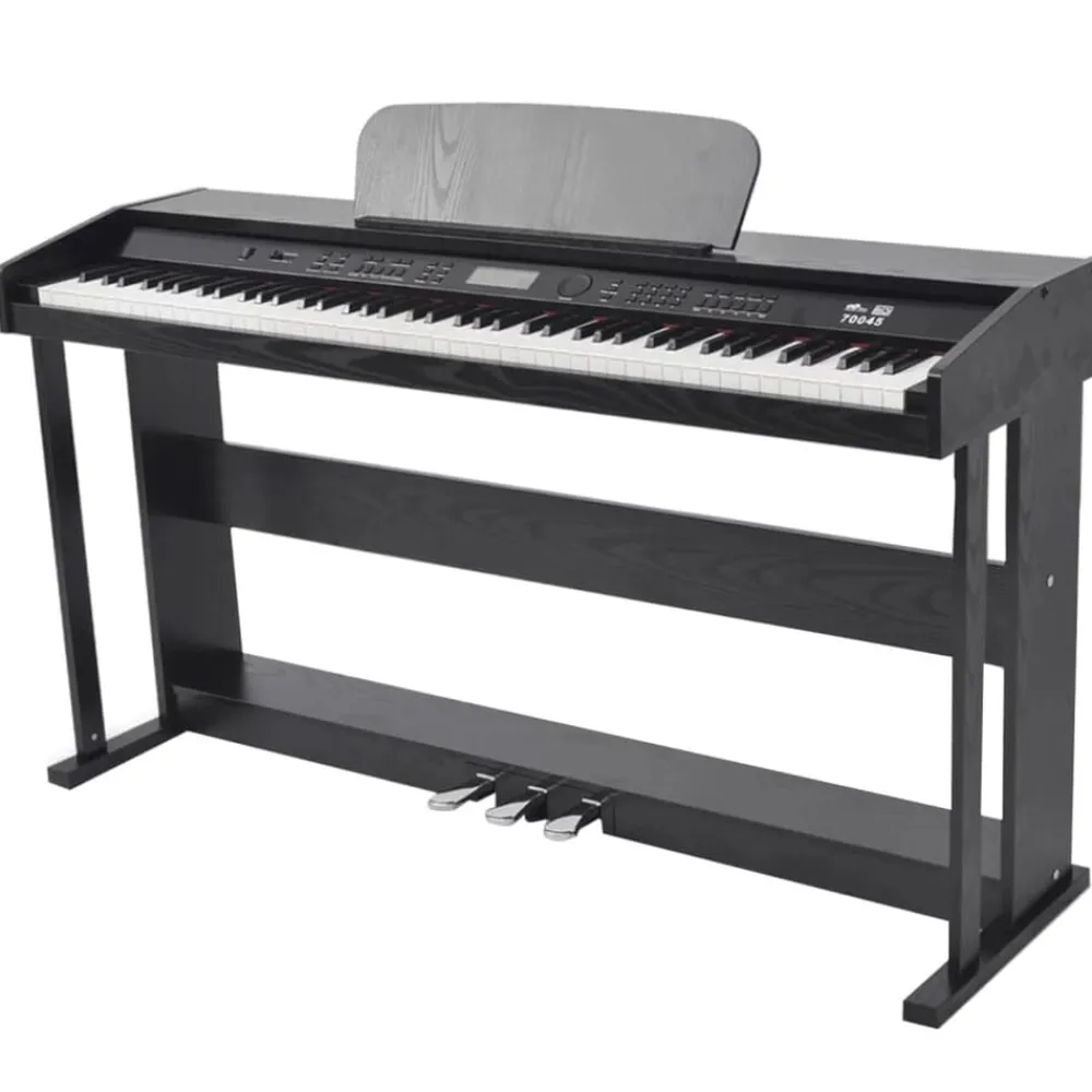 vidaXL Arte Y Ocio-Piano digital de 88 teclas con pedales negro tabla melamina