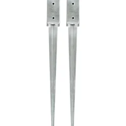 vidaXL Accesorios De Bricolaje-Picas de tierra 2 unidades acero galvanizado plateado 7x7x75 cm