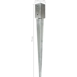 vidaXL Accesorios De Bricolaje-Picas de tierra 2 unidades acero galvanizado plateado 7x7x75 cm