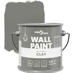 vidaXL Pintura de pared Gris 2,5 L Impresión en pared Arcilla Outlet