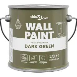 vidaXL Pintura de pared Verde 2,5 L Impresión en pared Verde oscuro New