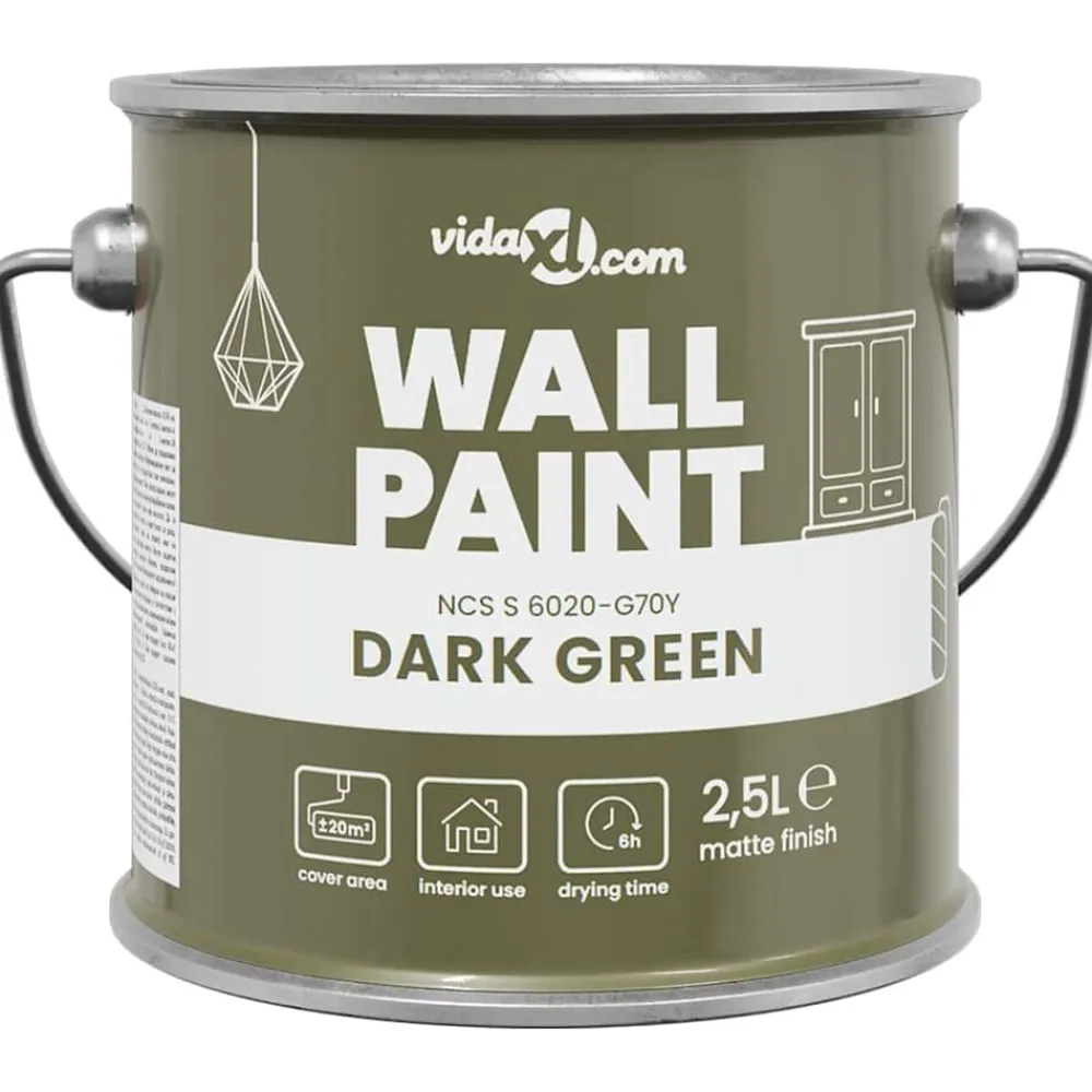 vidaXL Pintura de pared Verde 2,5 L Impresión en pared Verde oscuro New