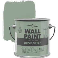 vidaXL Pintura de pared Verde 2,5 L Impresión en pared Verde oliva New