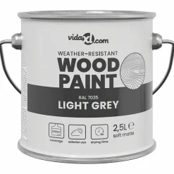 vidaXL Consumibles Para Construcción-Pintura para madera Gris 2,5 L Impresión en pared