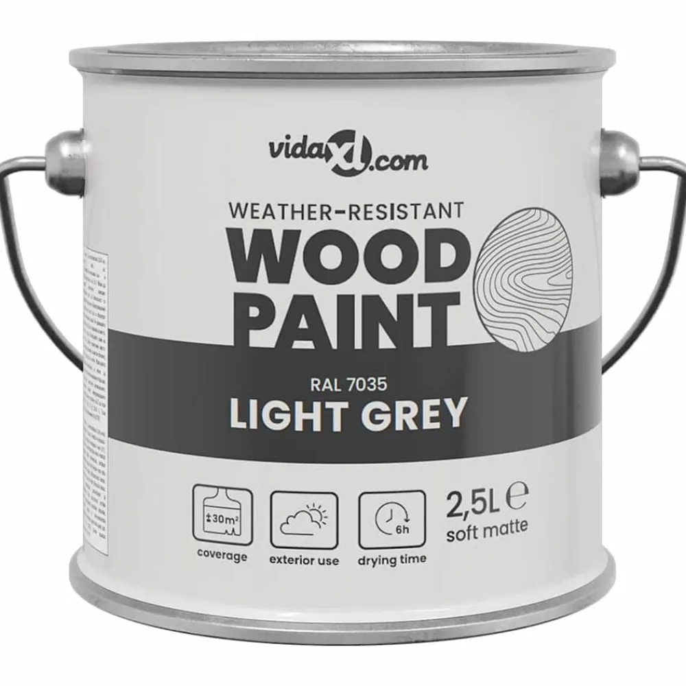 vidaXL Consumibles Para Construcción-Pintura para madera Gris 2,5 L Impresión en pared