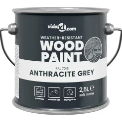 vidaXL Consumibles Para Construcción-Pintura para madera Gris 2,5 L Impresión en pared