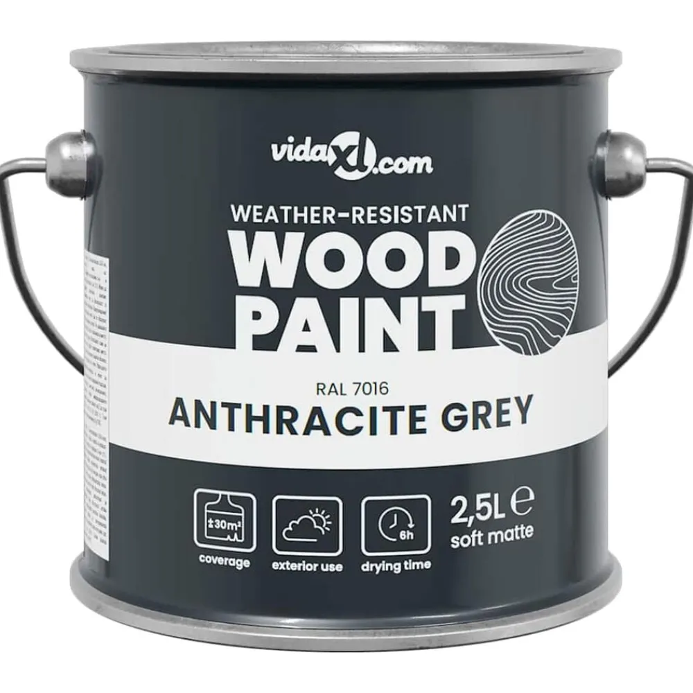 vidaXL Consumibles Para Construcción-Pintura para madera Gris 2,5 L Impresión en pared