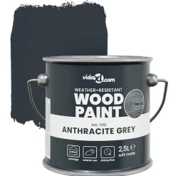 vidaXL Consumibles Para Construcción-Pintura para madera Gris 2,5 L Impresión en pared