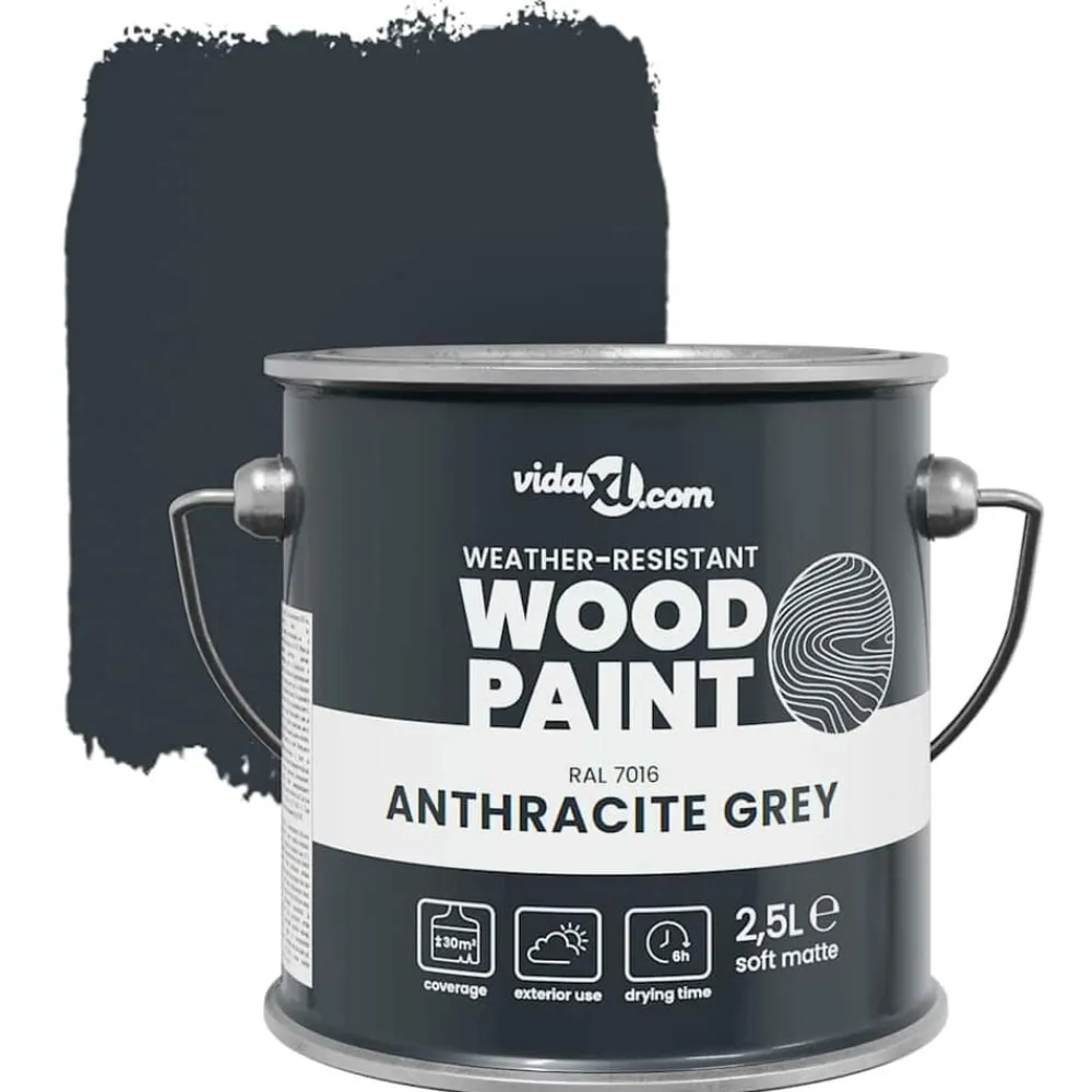 vidaXL Consumibles Para Construcción-Pintura para madera Gris 2,5 L Impresión en pared