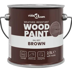 vidaXL Consumibles Para Construcción-Pintura para madera Marrón 2,5 L Impresión en pared