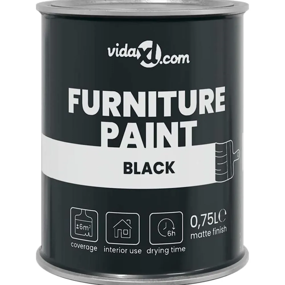 vidaXL Pintura para muebles 0,75 L Impresión en pared Negro Sale