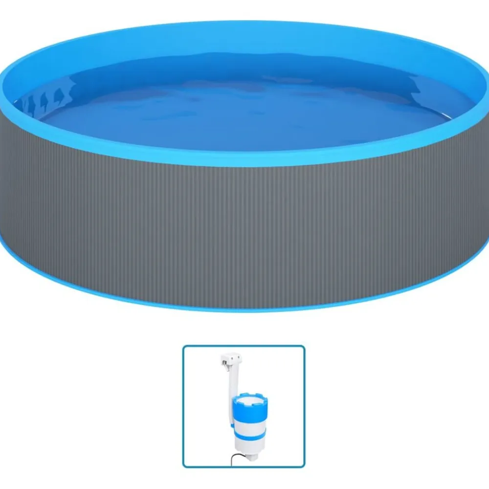 vidaXL Piscina Y Spa-Piscina de chapoteo con skimmer colgante y bomba 350x90 cm