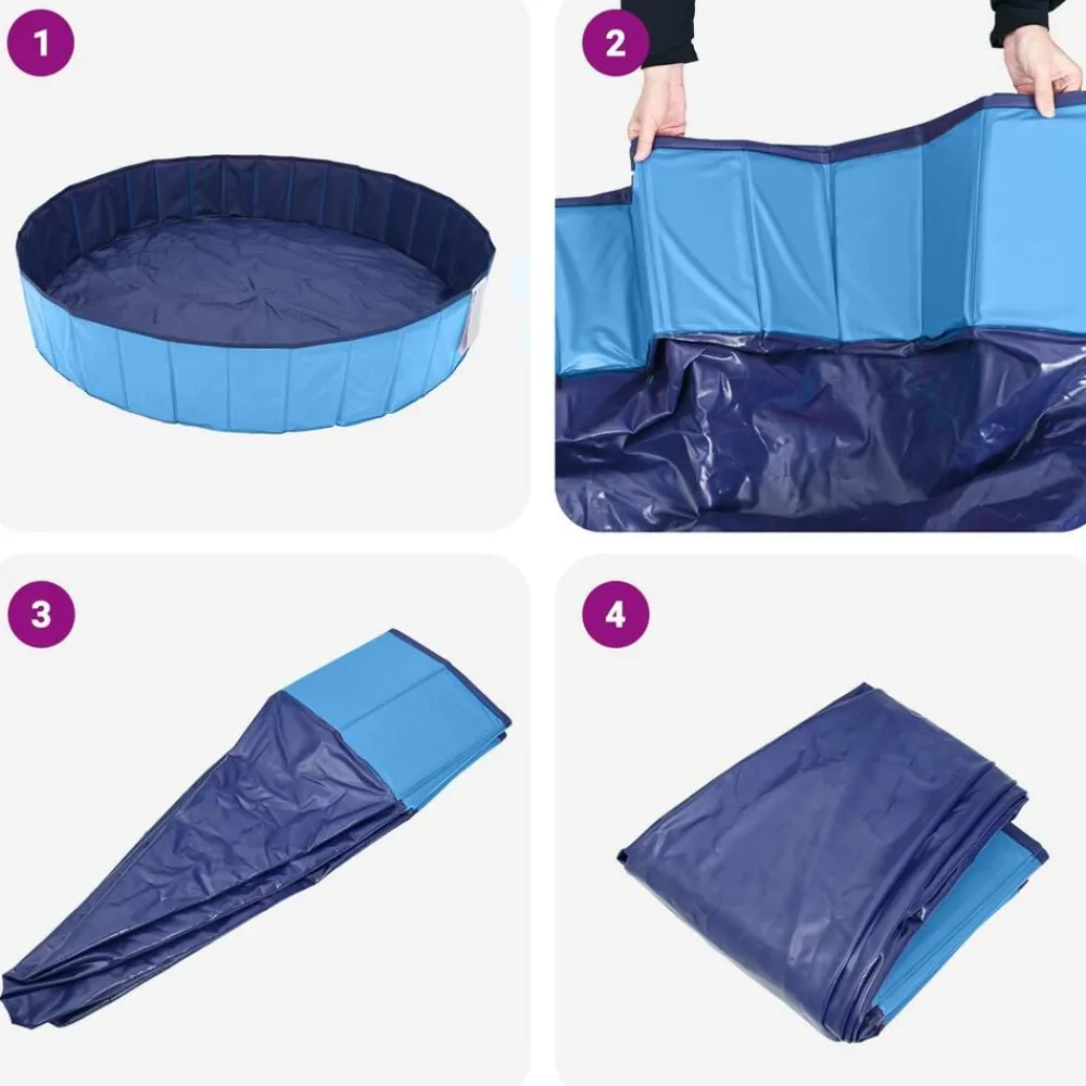 vidaXL Piscina Plegable para Perros 80 x 80 x 20 cm PVC Azul Online