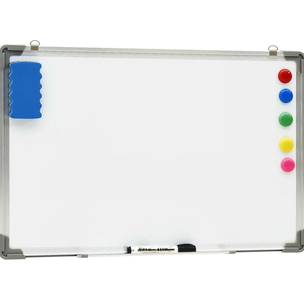 vidaXL Material De Oficina-Pizarra magnética de borrado en seco acero blanco 50x35 cm