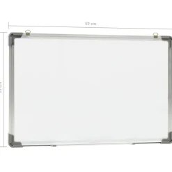 vidaXL Material De Oficina-Pizarra magnética de borrado en seco acero blanco 50x35 cm