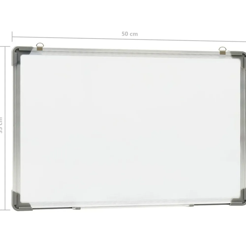 vidaXL Material De Oficina-Pizarra magnética de borrado en seco acero blanco 50x35 cm