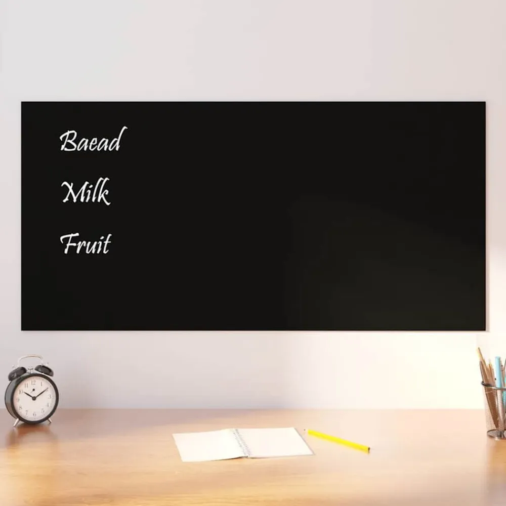 vidaXL Pizarra magnética de pared vidrio templado 100x50 cm Negro Clearance