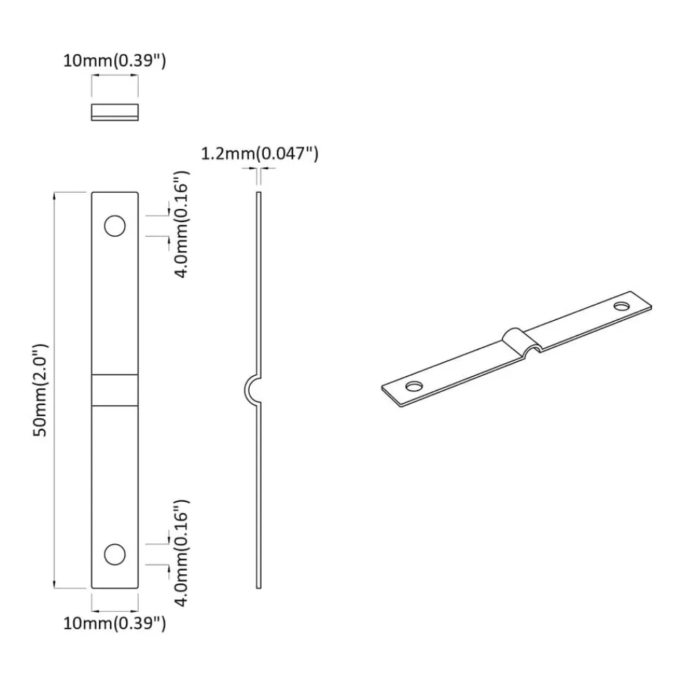 vidaXL Accesorios De Bricolaje-Placa de Impacto 2 pcs Plateado 50 x 10 x 1,2 mm Hierro