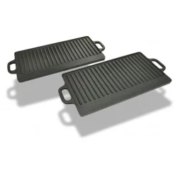 vidaXL Placa parrilla de hierro fundido reversible 38x23cm 2 unidades Clearance