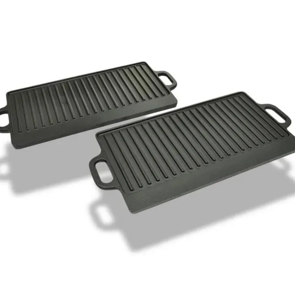vidaXL Placa parrilla de hierro fundido reversible 38x23cm 2 unidades Clearance