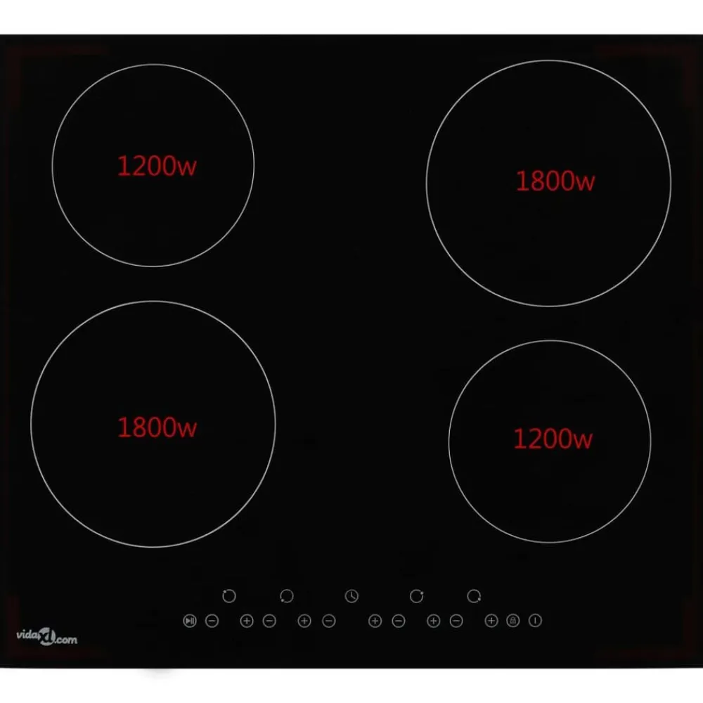 vidaXL Cocina Y Comedor-Placa vitrocerámica 4 quemadores control táctil 6000 W