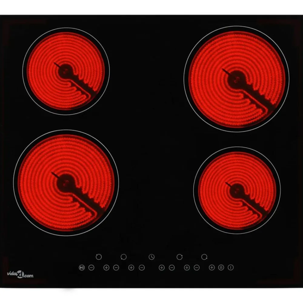 vidaXL Cocina Y Comedor-Placa vitrocerámica 4 quemadores control táctil 6000 W