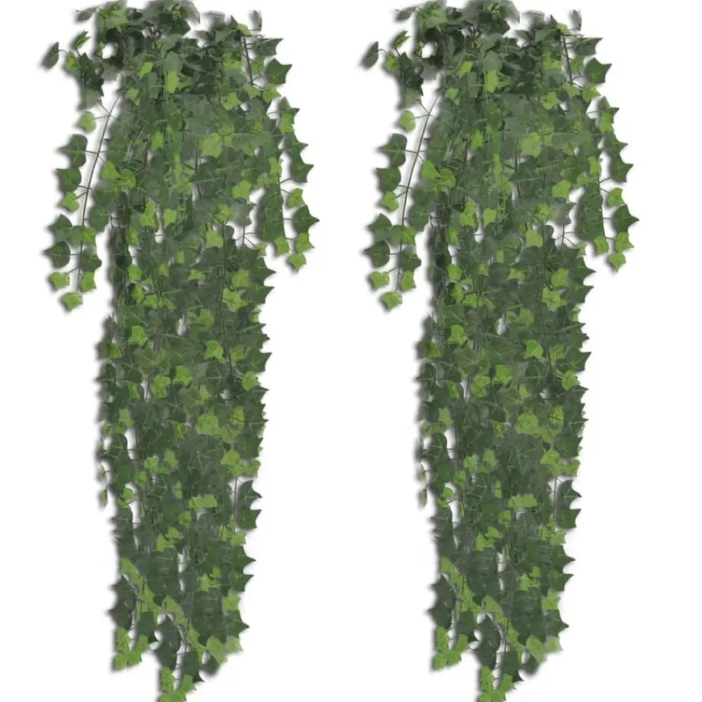 vidaXL Decoración-Planta artificial hiedra 2 unidades 90 cm