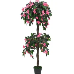 vidaXL Planta artificial azalea con maceta 155 cm verde y Rosa Clearance