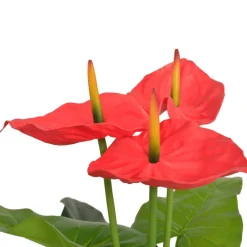 vidaXL Decoración-Planta de anturio artificial con maceta 90 cm roja y amarilla