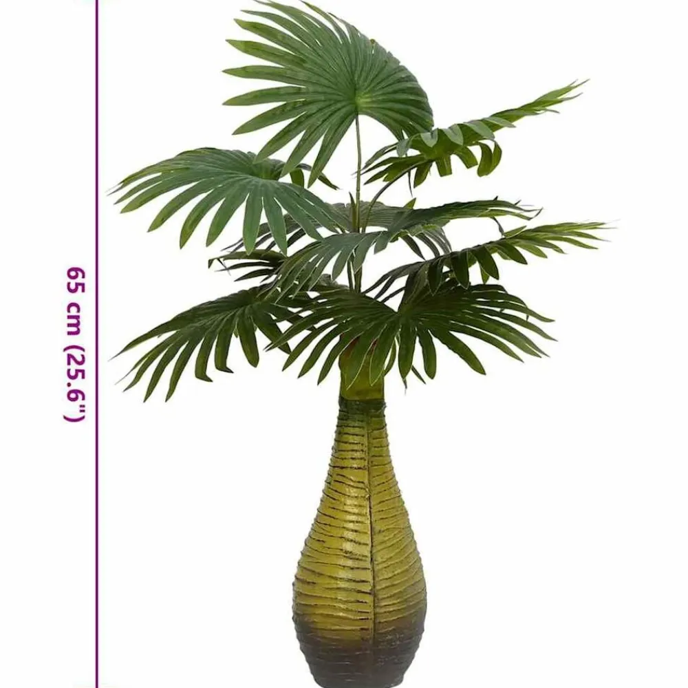vidaXL Decoración-Planta de palma artificial 9 hojas 65 cm verde