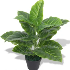 vidaXL Decoración-Planta de taro artificial con macetero verde 45 cm