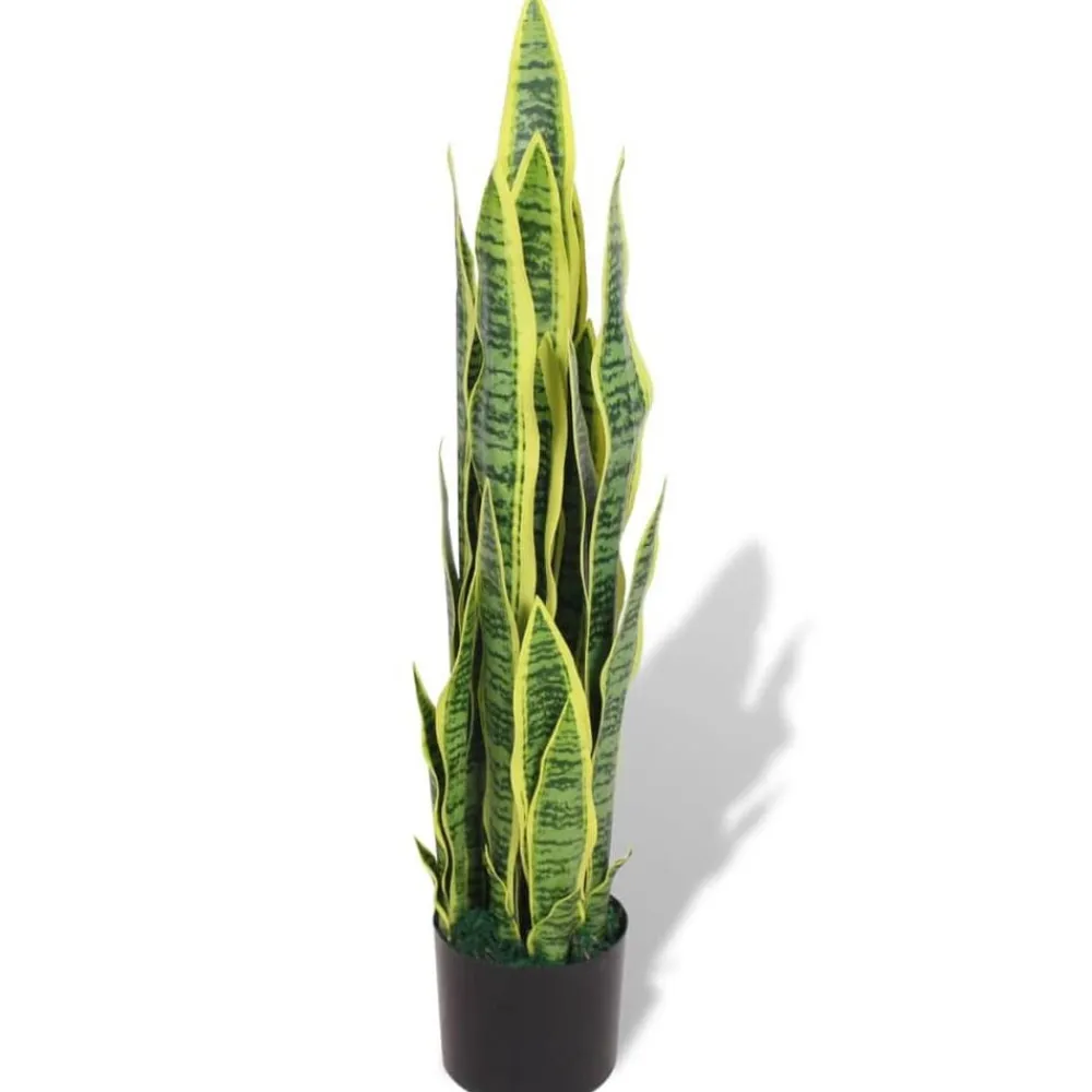 vidaXL Decoración-Planta sansevieria artificial con macetero 90 cm verde