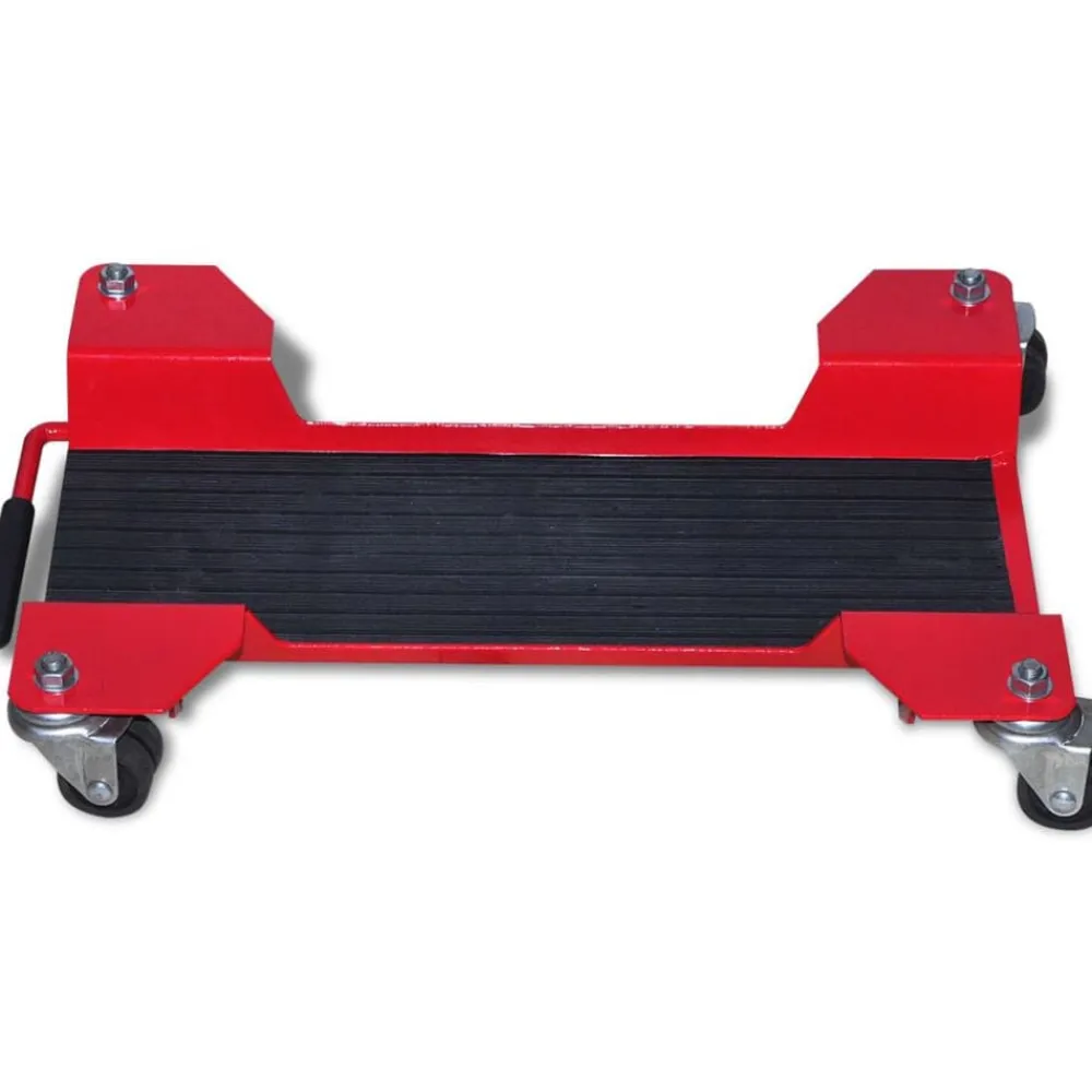 vidaXL Plataforma rodante dolly para motocicletas roja New