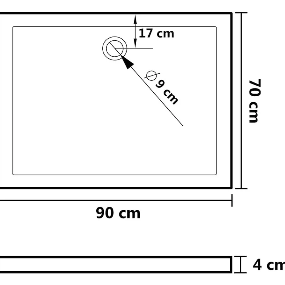 vidaXL Plato de ducha rectangular ABS 70x90 cm Blanco Best
