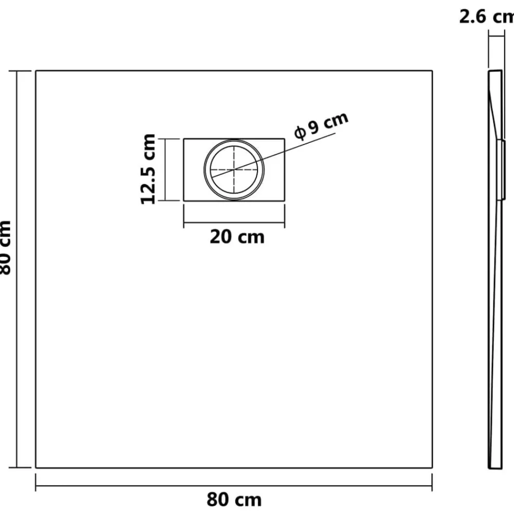 vidaXL Plato de ducha SMC 80x80 cm Negro