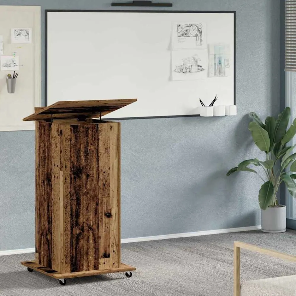vidaXL Podio Madera vieja 55 x 55 x 107 cm Madera de ingeniería Madera envejecida Discount