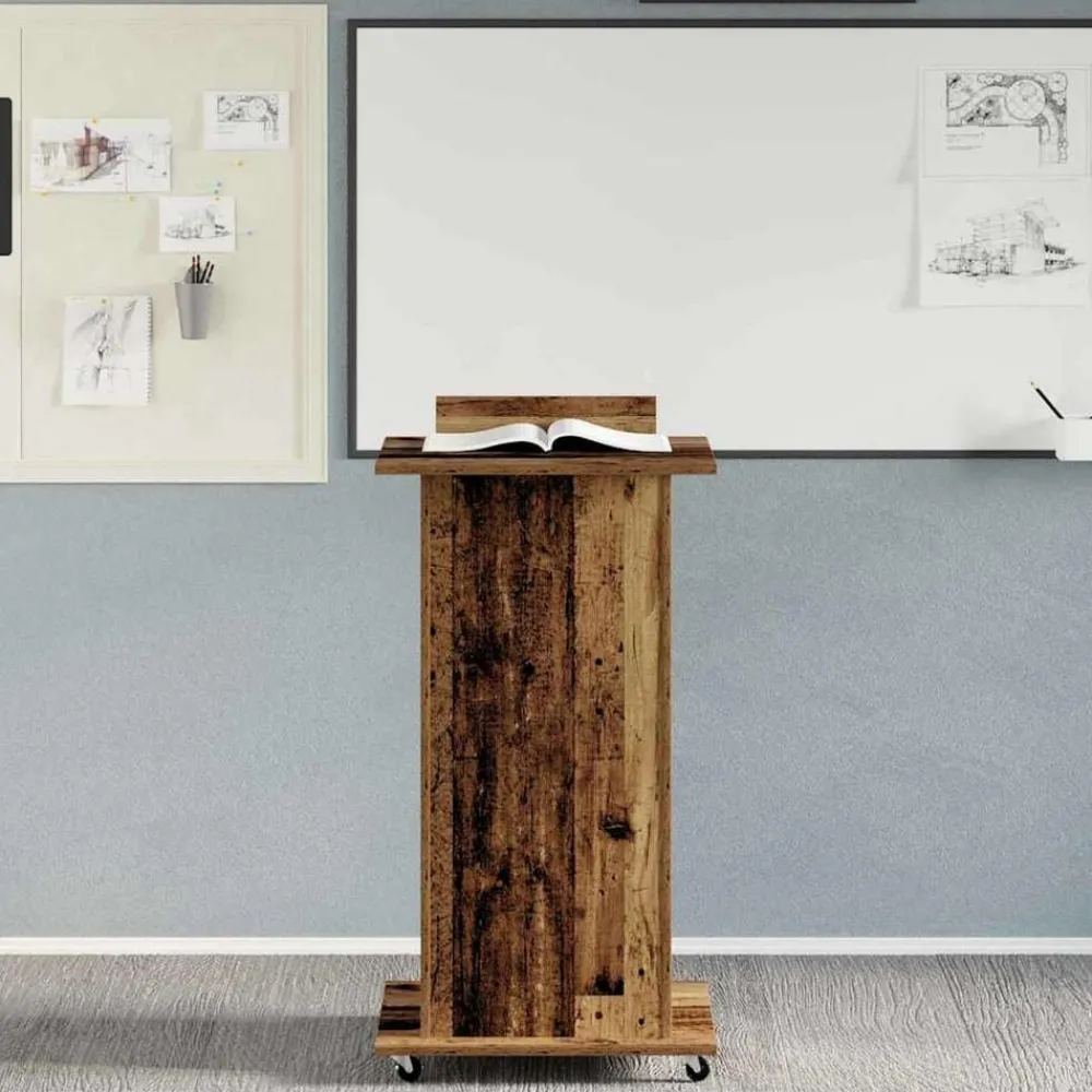 vidaXL Podio Madera vieja 55 x 55 x 107 cm Madera de ingeniería Madera envejecida Discount