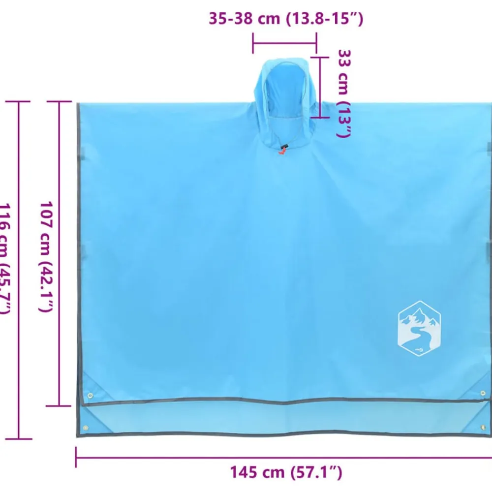 vidaXL Poncho de lluvia con capucha diseño 2 en 1 223x145 cm Azul Online