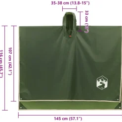 vidaXL Actividades Al Aire Libre-Poncho de lluvia con capucha diseño 2 en 1 223x145 cm