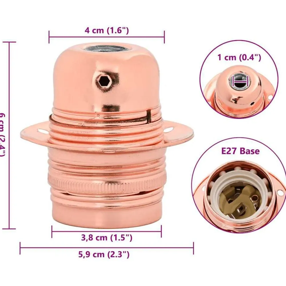 vidaXL Portalámparas 2 uds bronce oro rosa E27 Rosa dorado Clearance