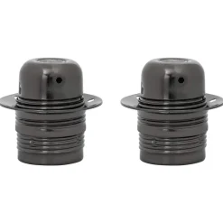 vidaXL Portalámparas 2 uds bronce E27 negro brillante